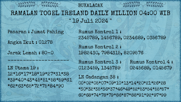 Prediksi Ireland Daily Million 04:00 WIB