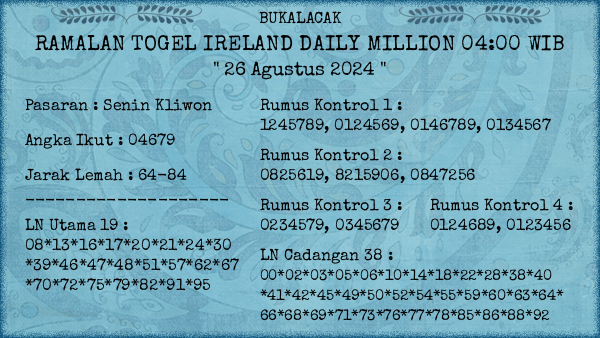 Prediksi Ireland Daily Million 04:00 WIB